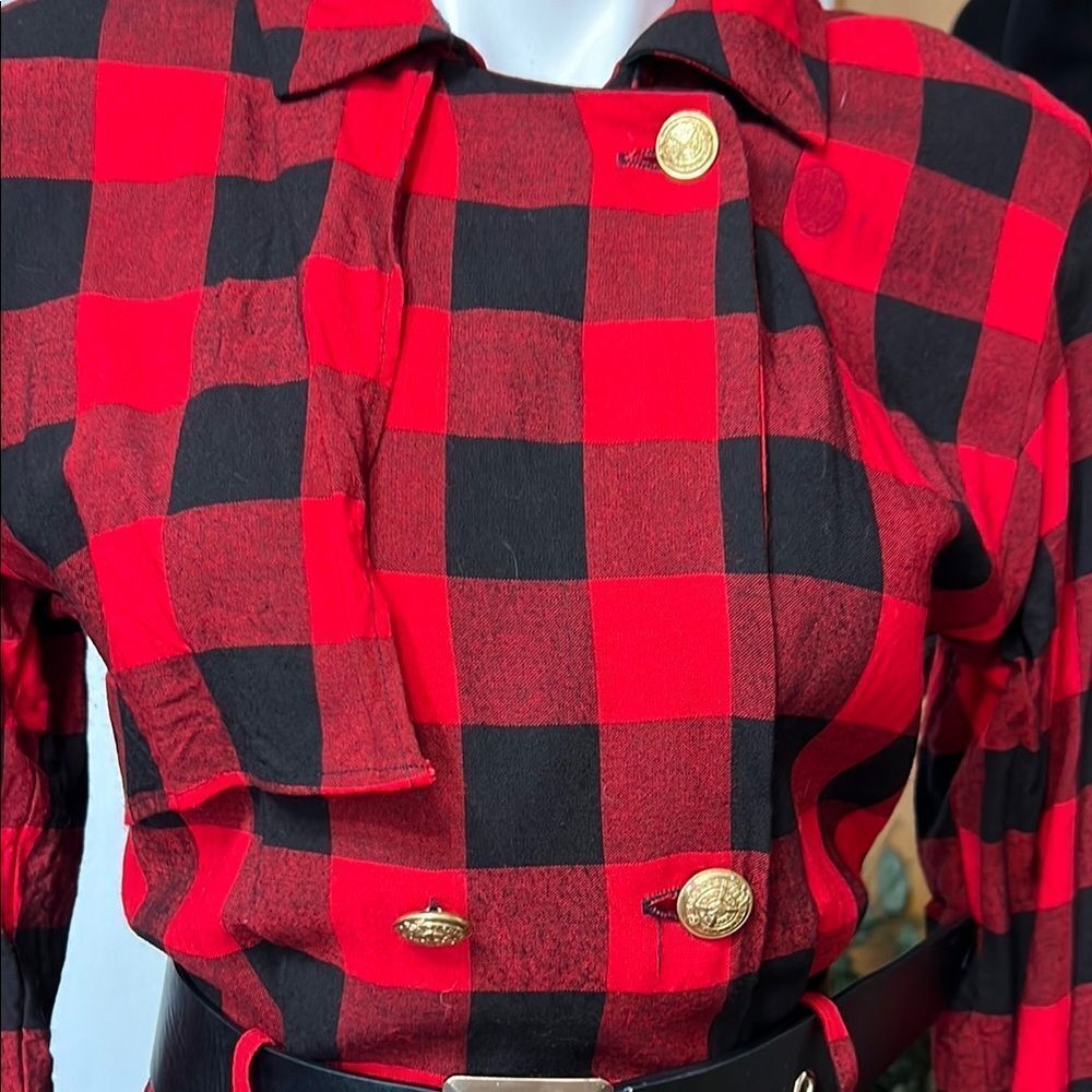 R.J. Steven by carol escritor vintage Plaid Red and Black Women's Dress - Picture 4 of 16